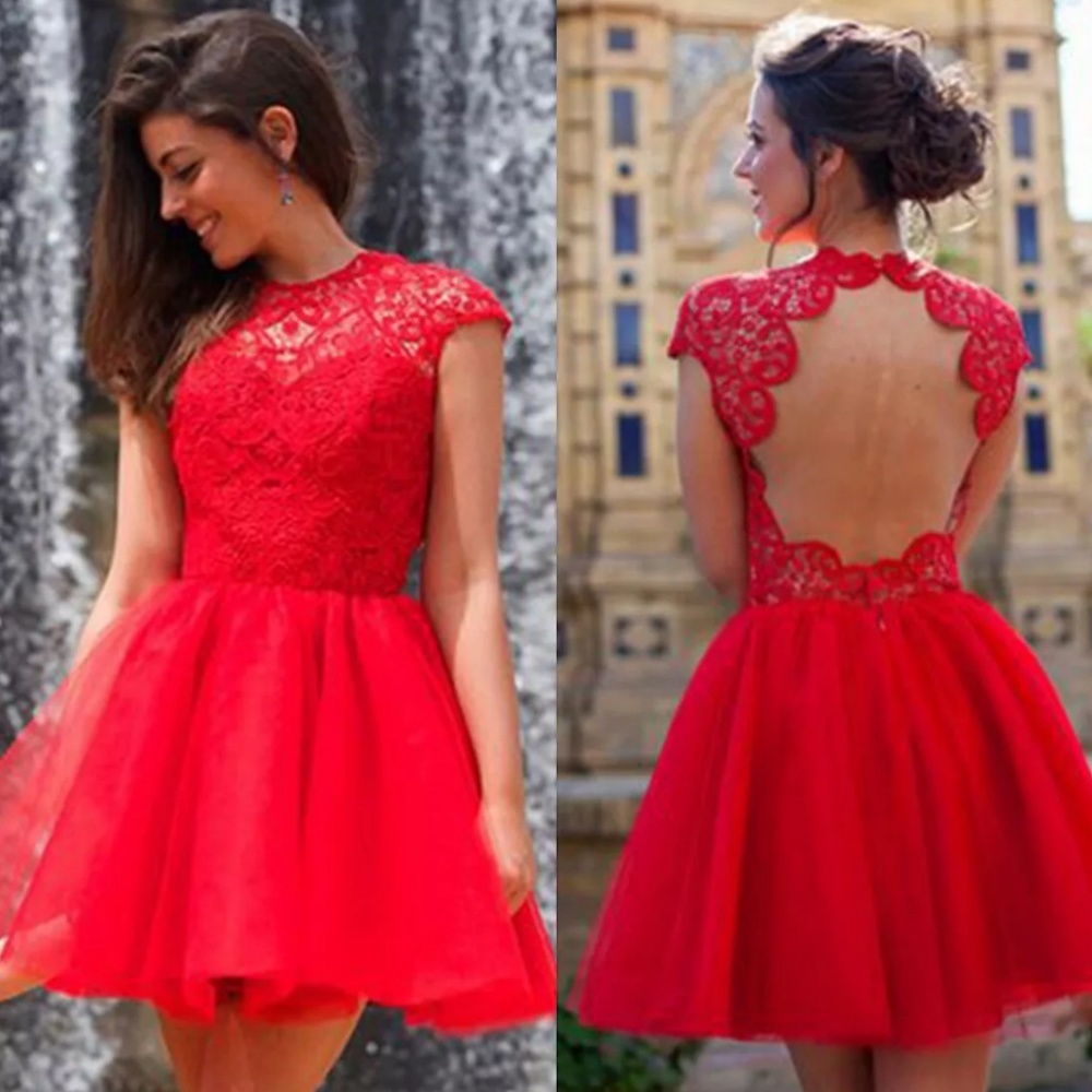 Short red party dress prom bridesmaid holiday hoco